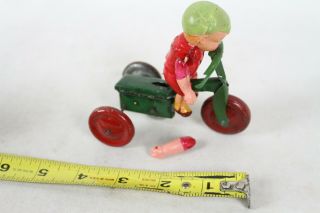 Vintage 1940 ' s Japan Celluloid Boy on Tin Tricycle Wind Up Toy Rare 2