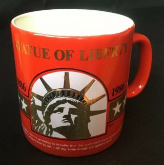 Rare Statue Of Liberty Anniversary Collectible Coffee Mug Red 1886 - 1986