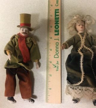 Antique Victorian Man Woman Christmas Ornaments Clothes Dolls