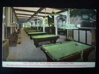 1914 Bott Bros.  Billiard Room,  Ohio,  Postcard,  (rare)