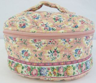 Vera Bradley Pastel Pink Round Travel Cosmetic Bag Rare Pattern