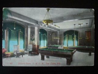 1919 Billiard Room Y.  M.  C.  A. ,  Wis. ,  Postcard,  (rare)