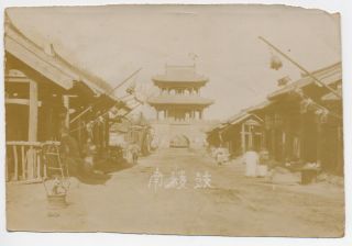 S19106 1900s Chinese Antique Photo Bell Tower At Mukden Castle W South Gate