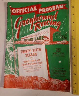 Rare American (st.  Petersburg) " Derby Lane Greyhound Racing Form - April 7,  1961 "