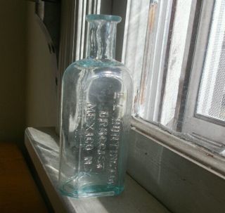 Mexico,  Ny 1870s E.  L.  Huntington Druggist Rare Aqua York Pharmacy Bottle