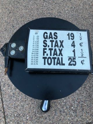 Rare Vintage 25 Cents Gas Station Pump Price Double Sided Sign