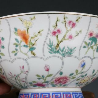 Fine Chinese Qianlong old antique Porcelain famille rose flower tea cup bowl 2