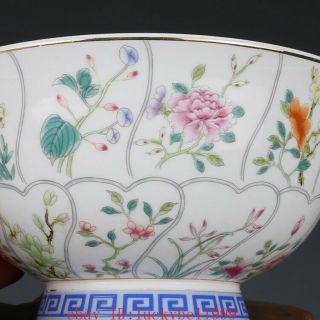 Fine Chinese Qianlong old antique Porcelain famille rose flower tea cup bowl 3