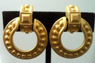 Rare Vintage Signed Givenchy Paris York Couture 1.  5 " Clip Earrings G898v