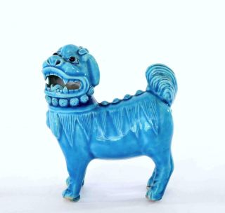 Vintage Chinese Turquoise Glaze Porcelain Fu Foo Dog Lion Figurine Figure