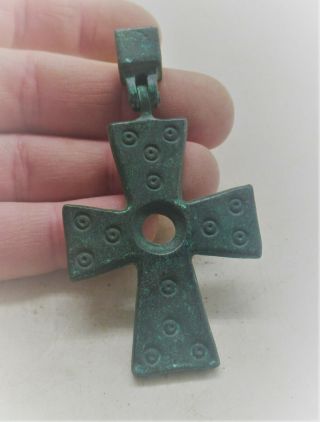 Ancient Byzantine Bronze Crusaders Cross Amulet Wearable Item