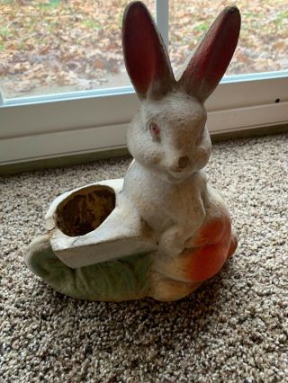 Antique Paper Mache Bunny Rabbit Candy Container Near Very Old German