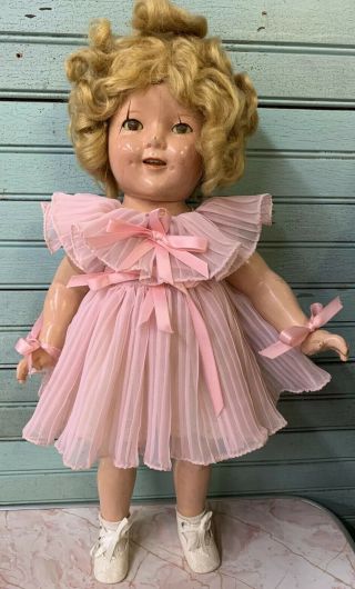 Antique Vintage Composition Ideal 18” Shirley Temple Doll Tlc