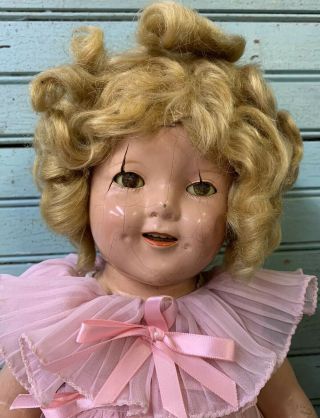 Antique Vintage Composition Ideal 18” Shirley Temple Doll TLC 2