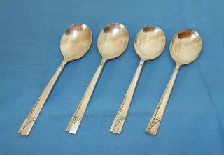 Nobility Plate Oneida Silverplate Caprice 1937 Round Bowl Soup Cream Spoons - 4 3