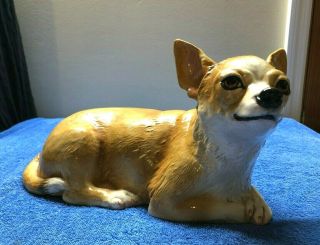 Ceramic Chihuahua Vintage Signed The Townsends " Life Size " Dog Rare Pottery
