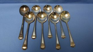 8 National Silver Company N.  S.  Co.  Silverplate Soup Gumbo Spoons Adam Pattern