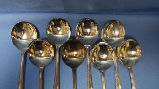 8 National Silver Company N.  S.  Co.  Silverplate Soup Gumbo Spoons Adam Pattern 2