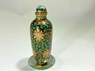 Chinese Antique 19th Qing Cloisonne Multi Floral And Gold Snuff Bottle Signed