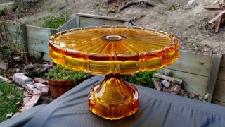 Rare Amber Fostoria Coin Glass Round Cake Stand 7 " X 10 " 1372/630