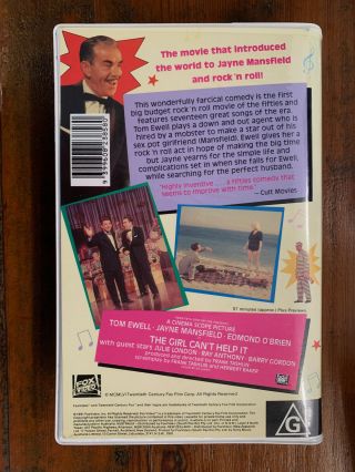 THE GIRL CAN ' T HELP IT rare Australian VHS video 50s rock n roll Jayne Mansfield 3