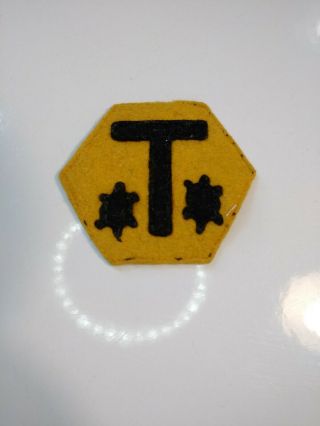 Ww1 Patch T Army Turtle? Rare 2 1/4 " Inch Hexagon Yellow