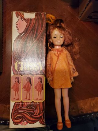 Vintage 1968 Ideal - Crissy Doll In Orange Dress