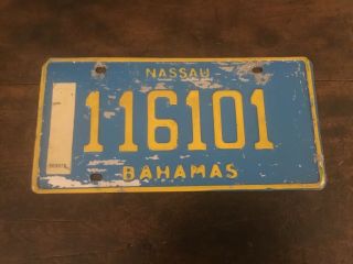 Rare 1997 Base Plate Nassau Bahamas License Plate.  Vintage Blue Tag