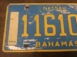 Rare 1997 Base Plate Nassau Bahamas License Plate.  Vintage Blue Tag 2