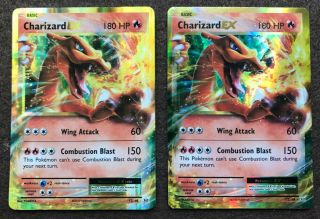 Two 2016 Charizard Ex Ultra Rare Pokemon Xy Evolutions Holo Cards12/108