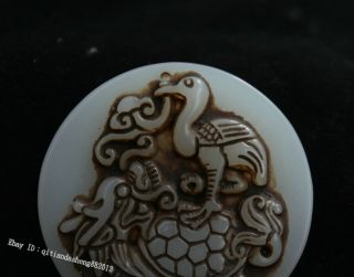 100 Chinese white jade crane turtle pendant amulet culture handcarved lucky 2