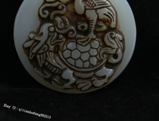 100 Chinese white jade crane turtle pendant amulet culture handcarved lucky 3