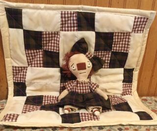 Primitive Raggedy Ann Doll & Quilt Homespun Handcrafted Primsical Prairie 2