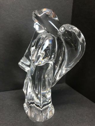 RARE BACCARAT CRYSTAL ANGEL PLAYING HORN NATIVITY FIGURINE SIGNED 6.  25 
