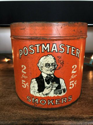 Vintage Rare Cigar Tobacco Advertising Tin Canister – Postmaster 3