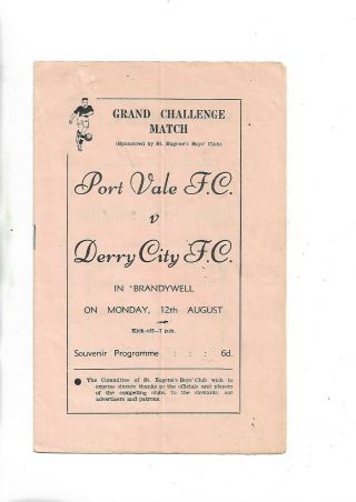 Rare 1960;s Autographed Prg Derry City V Port Vale See Picture