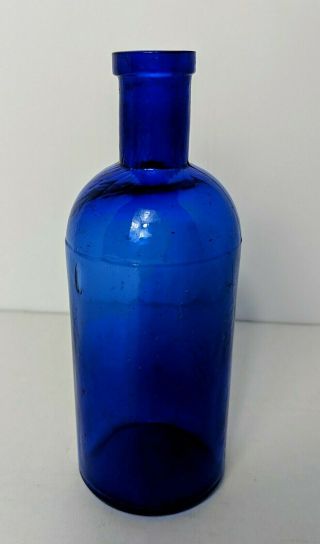 Antique Cobalt Blue 3 Piece Mold Medicine Bottle