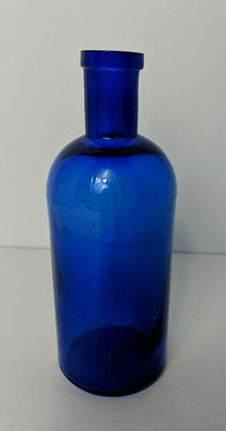 Antique Cobalt Blue 3 Piece Mold Medicine Bottle 2