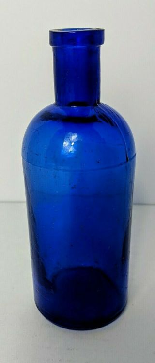 Antique Cobalt Blue 3 Piece Mold Medicine Bottle 3