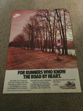Vintage 1988 Nike Air Control Ii Running Shoes Poster Print Ad Women 1980s Rare