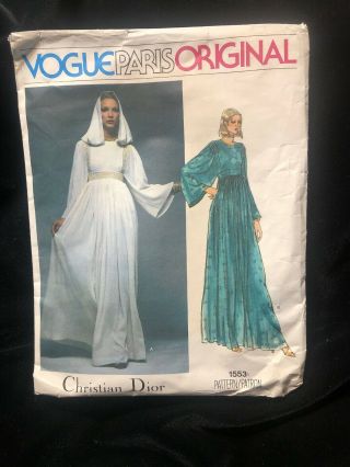 Vintage Vogue Paris Sewing Pattern Dior 1553 Cut Size 12 Rare Label