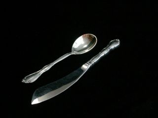 Sterling Silver Sugar Spoon And Butter Knife - Towle " Fontana " C:1957