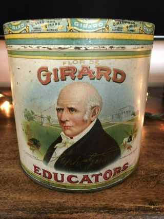 Vintage Rare Cigar Tobacco Advertising Tin Canister – Girard Educators 3