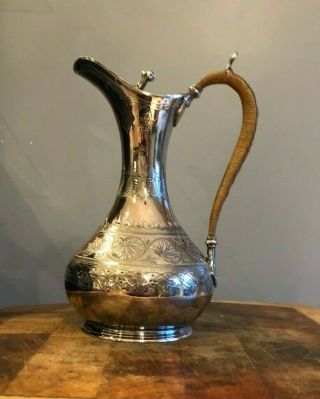 Victorian Silver Plated Claret Jug With Reeded Handle.