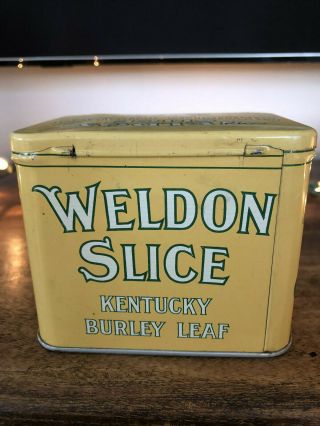 Vintage Rare Tobacco Advertising Tin Canister – Weldon Slice 3