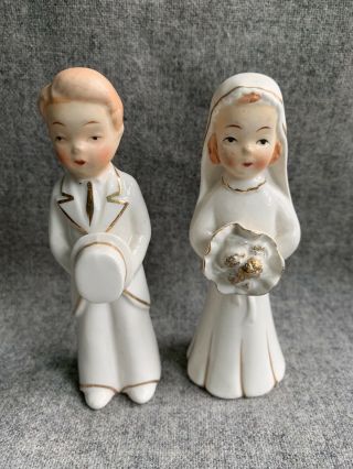 Vintage Japan Bride And Groom Ceramic Figurines Cake Topper