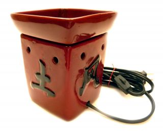Rare Scentsy Zensy Full Size Wax Warmer Red Asian Design Zen Spa Retired & Bulb