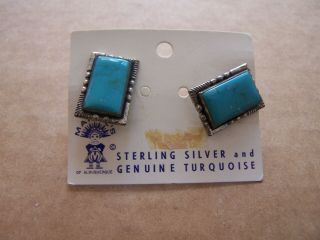 Vintage Maisels Navajo Turquoise & Sterling Silver Cuff Links