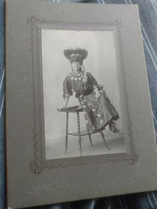 Antique Cabinet Card Photograph Woman Fancy Dressed