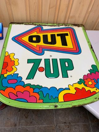 Rare 7 - Up Large 1970s " Out " Sign Vintage - 28 " X30 " From Local Drive In